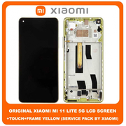 Γνήσιο Original Xiaomi Mi 11 Lite 4G (M2101K9AG), Mi 11 Lite 5G (M2101K9G), AMOLED LCD Display Assembly Screen Οθόνη + Touch Screen Digitizer Μηχανισμός Αφής + Frame Bezel Πλαίσιο Σασί Yellow Κίτρινο 56000J00K900 (Service Pack By Xiaomi)