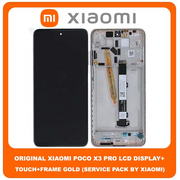 Original Γνήσιο Xiaomi Poco X3 Pro (M2102J20SG, M2102J20SI), Poco X3 (MZB07Z0IN, MZB07Z1IN) IPS LCD Display Assembly Screen Οθόνη + Touch Screen Digitizer Μηχανισμός Αφής + Frame Bezel Πλαίσιο Σασί Gold 560004J20S00 (Service Pack By Xiaomi)