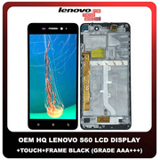 OEM HQ Lenovo S60 (S60, S60A, S60T) IPS LCD Display Assembly Screen Οθόνη + Touch Screen Digitizer Μηχανισμός Αφής + Frame Bezel Πλαίσιο Σασί Black Μαύρο (Grade AAA+++)