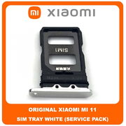 Original Γνήσιο Xiaomi Mi 11 Mi11 (M2011K2C, M2011K2G) SIM Card Tray Cover Assy + Micro SD Tray Slot Υποδοχέας Βάση Θήκη Κάρτας SIM Κάλυμμα White Άσπρο (Service Pack By Xiaomi)