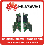 Γνήσια Original Huawei Honor 20 Pro, Honor20 Pro (YAL-AL10, YAL-L41) USB Type-C Charging Dock Connector Flex Sub Board Καλωδιοταινία Υπό Πλακέτα Φόρτισης + Microphone Μικρόφωνο (Service Pack By Huawei)