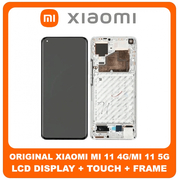 Γνήσια Original Xiaomi Mi 11 4G, Mi 11 5G (M2011K2C, M2011K2G) AMOLED LCD Display Assembly Screen Οθόνη + Touch Screen Digitizer Μηχανισμός Αφής + Frame Bezel Πλαίσιο Σασί Silver Ασημί 56000700K200 (Service Pack By Xiaomi)