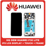 HQ OEM Συμβατό Για Huawei P30 Lite, P30Lite (MAR-L21, Marie-L21A,MAR-LX1A,MAR-L23) IPS LCD Display Screen Assembly Οθόνη + Touch Screen Digitizer Μηχανισμός Αφής + Frame Bezel Πλαίσιο Σασί Black Μαύρο (Grade AAA+++)