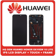HQ OEM Συμβατό Για Huawei Honor 8X, Honor View 10 Lite (JSN-LX1, JSN-L21, JSN-L42) IPS LCD Display Screen Assembly Οθόνη + Touch Screen Digitizer Μηχανισμός Αφής + Frame Bezel Πλαίσιο Σασί  Black Μαύρο (Grade AAA+++)