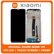 Γνήσια Original Xiaomi Redmi 10C (220333QAG, 220333QBI), Poco C40 (220333QPG) IPS LCD Display Screen Assembly Οθόνη + Touch Screen Digitizer Μηχανισμός Αφής + Frame Bezel Πλαίσιο Σασί Black Μαύρο 560001C3QA00 (Service Pack By Xiaomi)