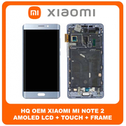 HQ OEM Συμβατό Για Xiaomi Mi Note 2 (2015213) AMOLED LCD Display Screen Assembly Οθόνη + Touch Screen Digitizer Μηχανισμός Αφής + Frame Bezel Πλαίσιο Σασί Silver Ασημί (Grade AAA+++)
