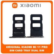 Γνήσια Original Xiaomi Mi 11 Pro, Xiaomi Mi 11Pro (M2102K1AC) Sim Card Tray Dual Sim Υποδοχέας Θήκης Κάρτας Sim Black Μαύρο (Service Pack By Xiaomi)