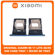 Γνήσια Original Xiaomi Mi 11 Lite 4G (M2101K9AG, M2101K9AI), Mi 11 Lite 5G (M2101K9G, M2101K9C, M2101K9R) SIM Card Tray + Micro SD Tray Slot Υποδοχέας Βάση Θήκη Κάρτας SIM Bubblegum Blue Μπλε (Service Pack By Xiaomi)