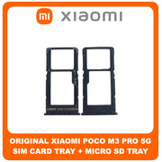 Γνήσια Original Xiaomi Poco M3 Pro 5G (M2103K19PG, M2103K19PI) SIM Card Tray + Micro SD Tray Slot Υποδοχέας Βάση Θήκη Κάρτας SIM Power Black Μαύρο (Service Pack By Xiaomi)