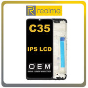 HQ OEM Συμβατό Για Realme C35, RealmeC35 (RMX3511) IPS LCD Display Screen Assembly Οθόνη + Touch Screen Digitizer Μηχανισμός Αφής + Frame Bezel Πλαίσιο Σασί Glowing Black Μαύρο (Grade AAA+++)