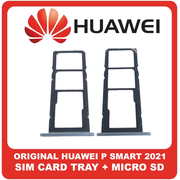 Γνήσια Original Huawei P Smart 2021, PSmart 2021 (PPA-LX1, PPA-LX2) SIM Card Tray + Micro SD Tray Slot Υποδοχέας Βάση Θήκη Κάρτας SIM Blue Μπλε​ (Service Pack By Huawei)