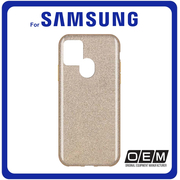 Θήκη Πλάτης - Back Cover, Silicone Σιλικόνη Glitter TPU Gold Χρυσό For Samsung A21S