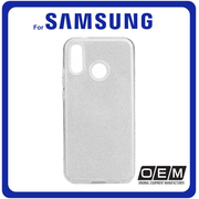 Θήκη Πλάτης - Back Cover, Silicone Σιλικόνη Glitter TPU Silver Ασημί For Samsung A20e