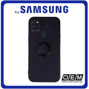 Θήκη Πλάτης - Back Cover, Silicone Σιλικόνη Finger Grip TPU Black Μαύρο For Samsung A21S
