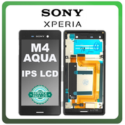 Γνήσια Original Sony Xperia M4 Aqua (E2303, E2353, E2306) IPS LCD Display Screen Assembly Οθόνη + Touch Screen Digitizer Μηχανισμός Αφής + Frame Bezel Πλαίσιο Σασί Black Μαύρο 124TUL0011A (Service Pack By Sony)