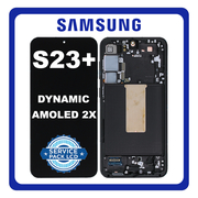 Γνήσια Original Samsung Galaxy S23+ 5G (SM-S916B, SM-S916B/DS) Dynamic AMOLED 2X LCD Display Screen Assembly Οθόνη + Touch Screen Digitizer Μηχανισμός Αφής + Frame Bezel Πλαίσιο Σασί Phantom Black Μαύρο GH82-30476A GH82-30477A (Service Pack By Samsung)