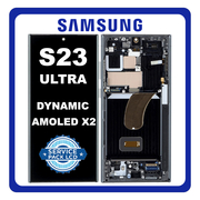 Γνήσια Original Samsung Galaxy S23 Ultra 5G (SM-S918B, SM-S918B/DS) Dynamic AMOLED 2X LCD Display Screen Assembly Οθόνη + Touch Screen Digitizer Μηχανισμός Αφής + Frame Bezel Πλαίσιο Σασί Green Πράσινο GH82-30465C (Service Pack By Samsung)