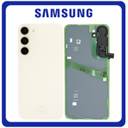 Γνήσια Original Samsung Galaxy S23 (SM-S911B, SM-S911B/DS) Rear Back Battery Cover Πίσω Κάλυμμα Καπάκι Πλάτη Μπαταρίας + Camera Lens Τζαμάκι Κάμερας Cream GH82-30393B​ (Service Pack By Samsung)