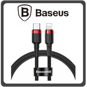 Baseus Cafule Lightning Braided USB-C to Lightning Cable 18W Red Black Μαύρο 1m (CATLKLF-91)