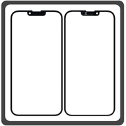 HQ OEM Συμβατό Με Apple iPhone 13 Pro Max (A2643, A2484, A2641, A2644, A2645) Aftermarket Front Glass For Refurbished Μπροστινό Τζαμάκι Για Ανακατασκευή + Frame Πλαίσιο Black Μαύρο (Premium A+​)