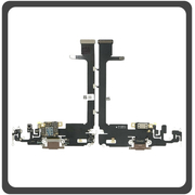HQ OEM Συμβατό Για Apple iPhone 11 Pro Max (A2218, A2161, A2220, iPhone12.5) Charging Dock Connector Lightning Flex Καλωδιοταινία Κονέκτορας Φόρτισης + Microphone Μικρόφωνο Matte Gold Χρυσό (Premium A+)