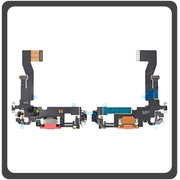 HQ OEM Συμβατό Με Apple iPhone 12 (A2403, A2172) iPhone 12 Pro (A2407, A2341 ) Charging Dock Connector Lightning Flex Καλωδιοταινία Κονέκτορας Φόρτισης + Microphone Μικρόφωνο Red Κόκκινο (Premium A+​)