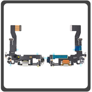 HQ OEM Συμβατό Με Apple iPhone 12 (A2403, A2172) iPhone 12 Pro (A2407, A2341 ) Charging Dock Connector Lightning Flex Καλωδιοταινία Κονέκτορας Φόρτισης + Microphone Μικρόφωνο White Άσπρο (Premium A+​)