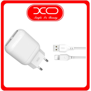 XO Φορτιστής με 2 Θύρες USB-A και Καλώδιο Lightning 2.4A White Λευκός (L78)