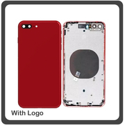 HQ OEM Συμβατό Για Apple Iphone 8+ iPhone 8 Plus (A1864, A1897, A1898, , A1899, iPhone10,2, iPhone10,5) Rear Back Battery Cover Middle Frame- Housing Πίσω Κάλυμμα Καπάκι Πλάτη Μπαταρίας - Σασί + Side Keys Πλαινά πλήκτρα  + Sim Tray Θήκη Κάρτας Red Κόκκινο (Grade AAA+++)