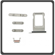 HQ OEM Συμβατό Για Apple iPhone XS Max, iPhoneXS Max (A1921, A2101, A2102, A2104, Phone11,6) Set (Sim Tray + Power On/Off + Volume Keys + Silence Button) Silver Ασημί (Grade AAA+++)