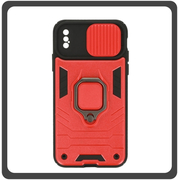 Θήκη Πλάτης - Back Cover, Silicone Σιλικόνη Ring Lens Hybrid TPU Red Κόκκινο For iPhone X/XS