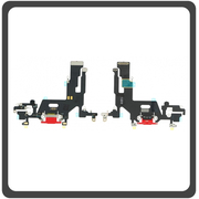 HQ OEM Συμβατό Για Apple iPhone 11 (A2221, A2111, A2223, iPhone12,1) Charging Dock Connector Lightning Flex Καλωδιοταινία Κονέκτορας Φόρτισης + Microphone  Μικρόφωνο Red Κόκκινο (Premium A+)