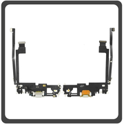 HQ OEM Συμβατό Για Apple iPhone 12 Pro Max, iPhone 12 ProMax (A2411, A2342, A2410) Charging Dock Connector Lightning Flex Καλωδιοταινία Κονέκτορας Φόρτισης + Microphone Μικρόφωνο Silver Ασημί (Grade AAA+++)