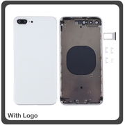 ​OEM HQ Apple Iphone 8 Plus Back Battery Cover Middle Frame- Housing Καπάκι Μπαταρίας- Σασί + Πλαινά πλήκτρα Side Keys + Θήκη Κάρτας Sim Holder White