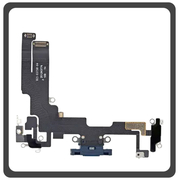 Γνήσια Original For iPhone 14, iPhone14 (A2882, A2649) Charging Dock Connector Lightning Flex With Board Καλωδιοταινία Κονέκτορας Φόρτισης + Microphone Μικρόφωνο Blue Μπλε Pulled