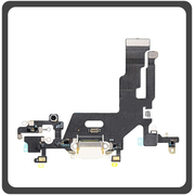 Γνήσια Original For iPhone 11, iPhone11 (A2221, A2111), Charging Dock Connector Lightning Flex With Board Καλωδιοταινία Κονέκτορας Φόρτισης + Microphone Μικρόφωνο White Άσπρο Pulled