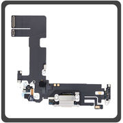 iPhone 13, iPhone13 (A2633, A2482) Lightning USB Charging Dock Connector Lightning Flex Καλωδιοταινία Κονέκτορας Φόρτισης + Microphone Μικρόφωνο Starlight Ασημί (Pulled)