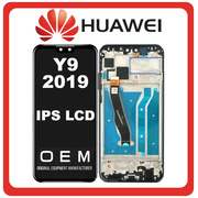 HQ OEM Συμβατό Με Huawei Y9, Huawei Y 9 (2019) IPS LCD Display Screen Assembly Οθόνη + Touch Screen Digitizer Μηχανισμός Αφής + Frame Bezel Πλαίσιο Σασί Black Μαύρο (Premium A+)