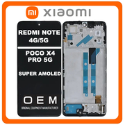HQ OEM Συμβατό Με Xiaomi Redmi Note 11 Pro 4G/5G (21091116I), Poco X4 Pro 5G (2201116PG) Super AMOLED LCD Display Screen Assembly Οθόνη + Touch Screen Digitizer Μηχανισμός Αφής + Frame Bezel Πλαίσιο Σασί Black Μαύρο (Grade AAA)