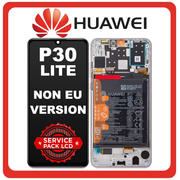 Γνήσια Original Huawei P30 lite New Edition 2020 (Marie-L21BX, MAR-LX2B, HWV33) IPS LCD Display Screen Οθόνη + Touch Digitizer Μηχανισμός Αφής + Πλαίσιο Frame Bezel + Battery Μπαταρία White Ασπρο 02352PJP (Service Pack By Huawei)