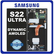Γνήσια Original Samsung Galaxy S22 Ultra 5G (SM-S908B, SM-S908B/DS) Dynamic AMOLED LCD Display Screen Assembly Οθόνη + Touch Screen Digitizer Μηχανισμός Αφής + Frame Bezel Πλαίσιο Σασί Graphite, Blue, Red GH82-27489E GH82-27488E​​ (Service Pack By Samsung)