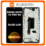 Original Xiaomi Redmi Note 12 Pro 5G (22101316C, 22101316I) OLED LCD Οθόνη + Touch Screen Digitizer + Frame Bezel Midnight Black 5600010M1600 (Service Pack By Xiaomi)