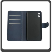 Θήκη Book, Leather Flap Wallet Case Δερματίνη Dark Blue Μπλε For iPhone XS Max