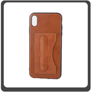 Θήκη Πλάτης - Back Cover, Silicone Σιλικόνη Δερματίνη Leather Minimalist Support Case Brown Καφέ For iPhone XS Max