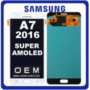 HQ OEM Συμβατό Με Samsung Galaxy A7 (2016) (SM-A710F, SM-A710S) Super AMOLED LCD Display Screen Assembly Οθόνη + Touch Screen Digitizer Μηχανισμός Αφής White Άσπρο (Premium A+)