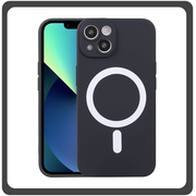 Θήκη Πλάτης - Back Cover, Silicone Σιλικόνη Liquid Silicone Magnetic Protection Case Black Μαύρο For iPhone 14 Plus