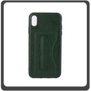 Θήκη Πλάτης - Back Cover, Silicone Σιλικόνη Δερματίνη Leather Minimalist Support Case Green Πράσινο For iPhone X/XS