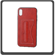 Θήκη Πλάτης - Back Cover, Silicone Σιλικόνη Δερματίνη Leather Minimalist Support Case Red Κόκκινο For iPhone X/XS