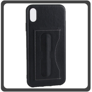 Θήκη Πλάτης - Back Cover, Silicone Σιλικόνη Δερματίνη Leather Minimalist Support Case Black Μαύρο For iPhone XR