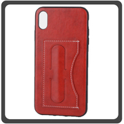 Θήκη Πλάτης - Back Cover, Silicone Σιλικόνη Δερματίνη Leather Minimalist Support Case Red Κόκκινο For iPhone XR